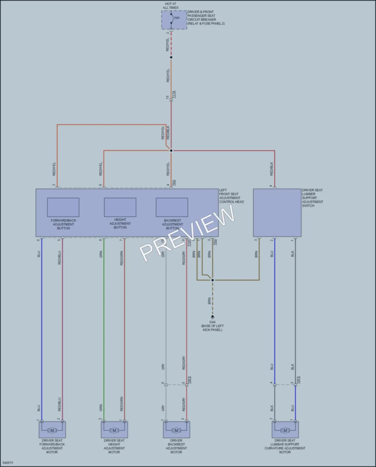 2017 Volkswagen Passat Power Seats wiring diagram preview