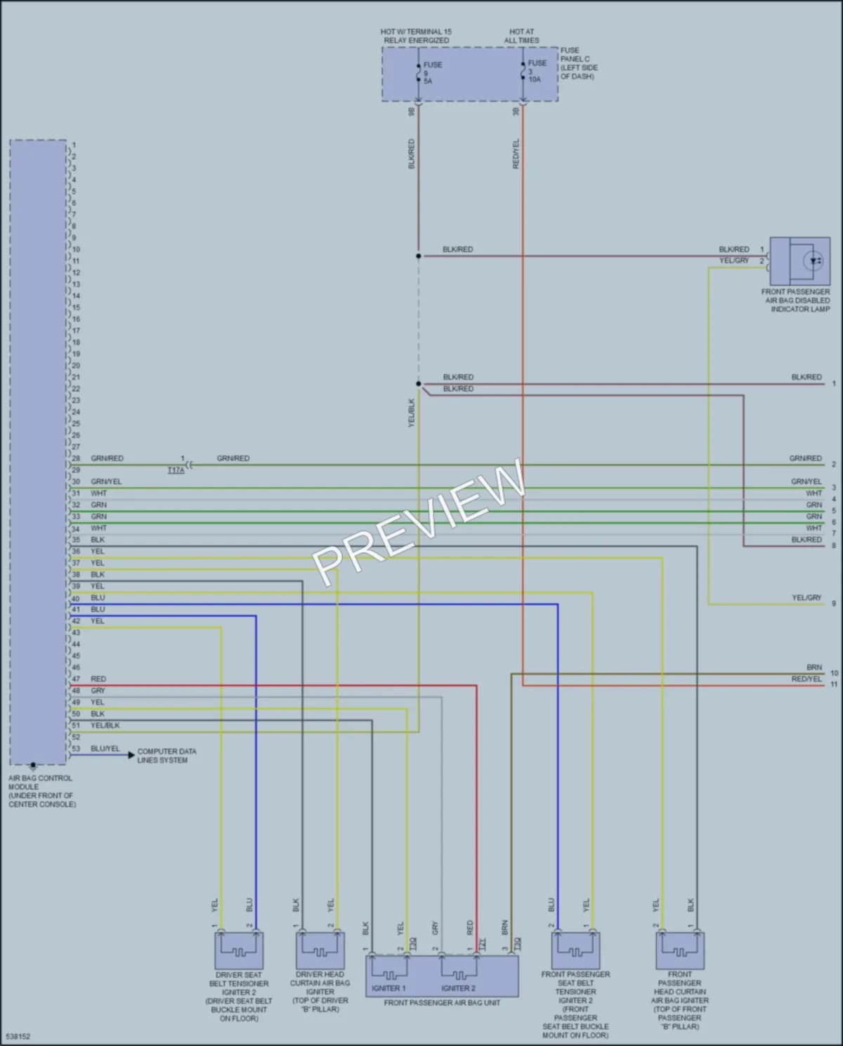 2017 Volkswagen Passat Supplemental Restraints wiring diagram preview