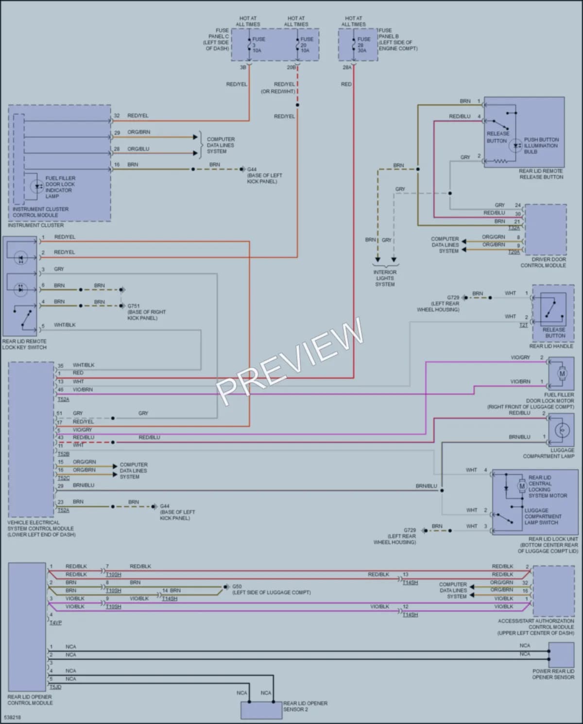 2017 Volkswagen Passat Trunk Tailgate Fuel Door wiring diagram preview