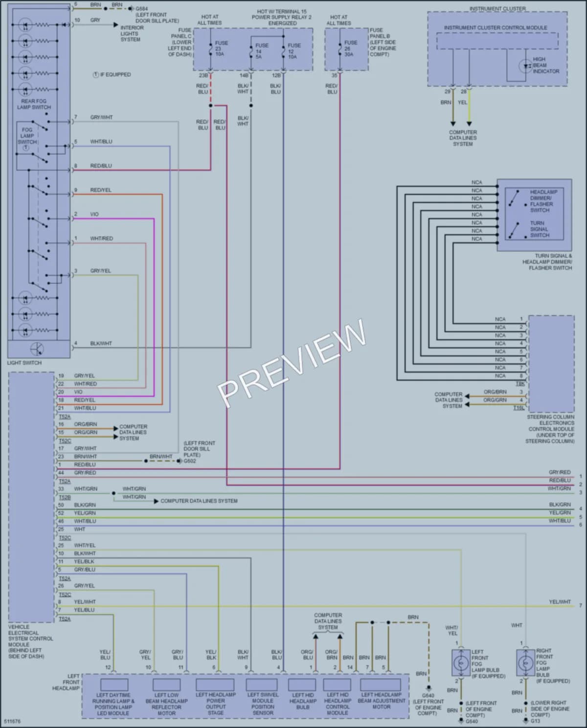 2017 Volkswagen Tiguan Headlights wiring diagram preview