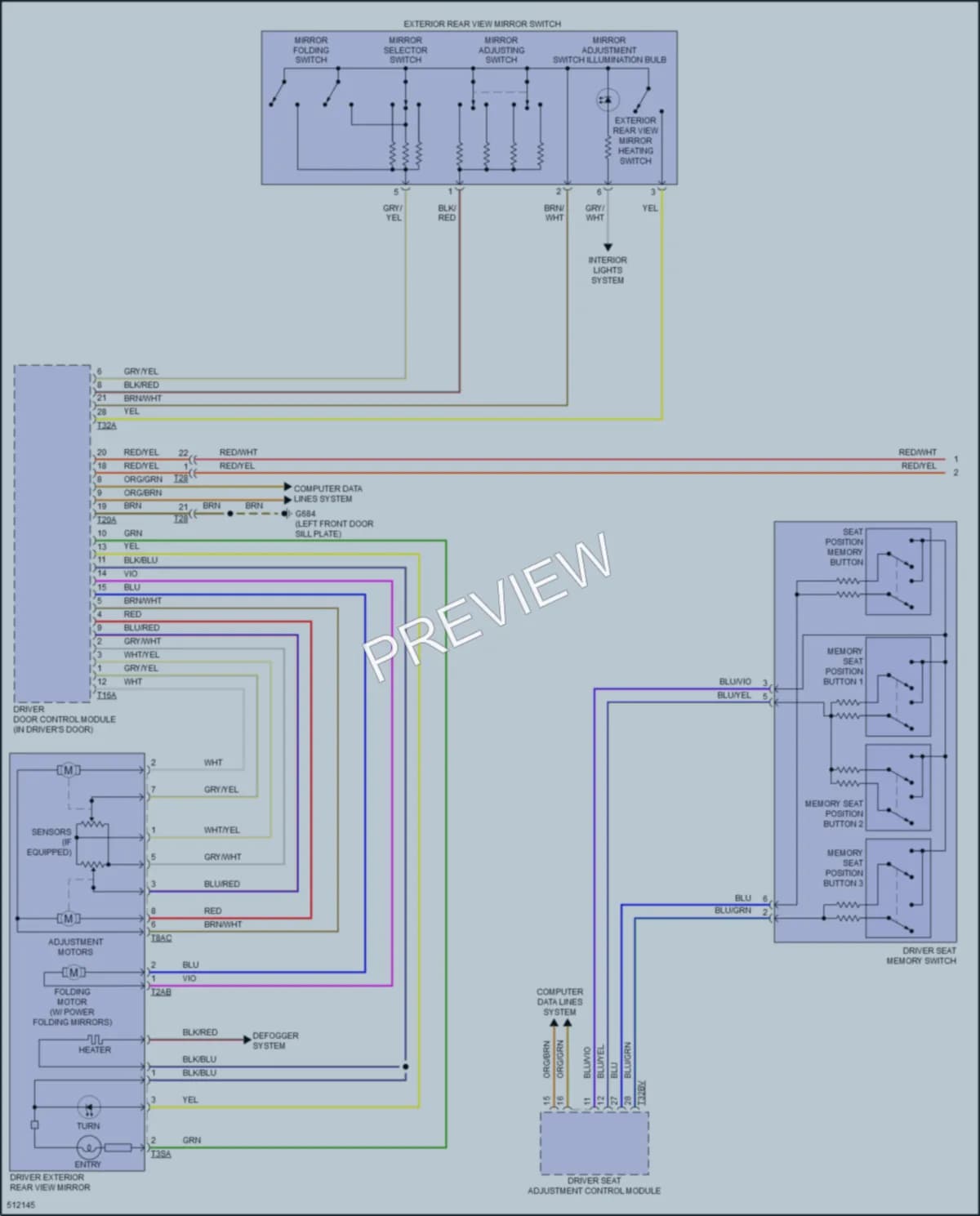 2017 Volkswagen Tiguan Memory Systems wiring diagram preview