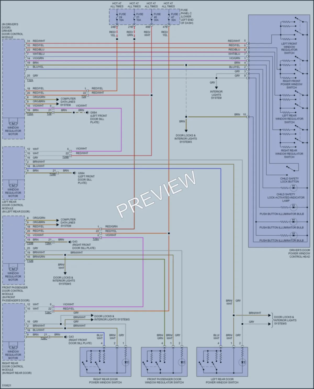 2017 Volkswagen Tiguan Power Windows wiring diagram preview