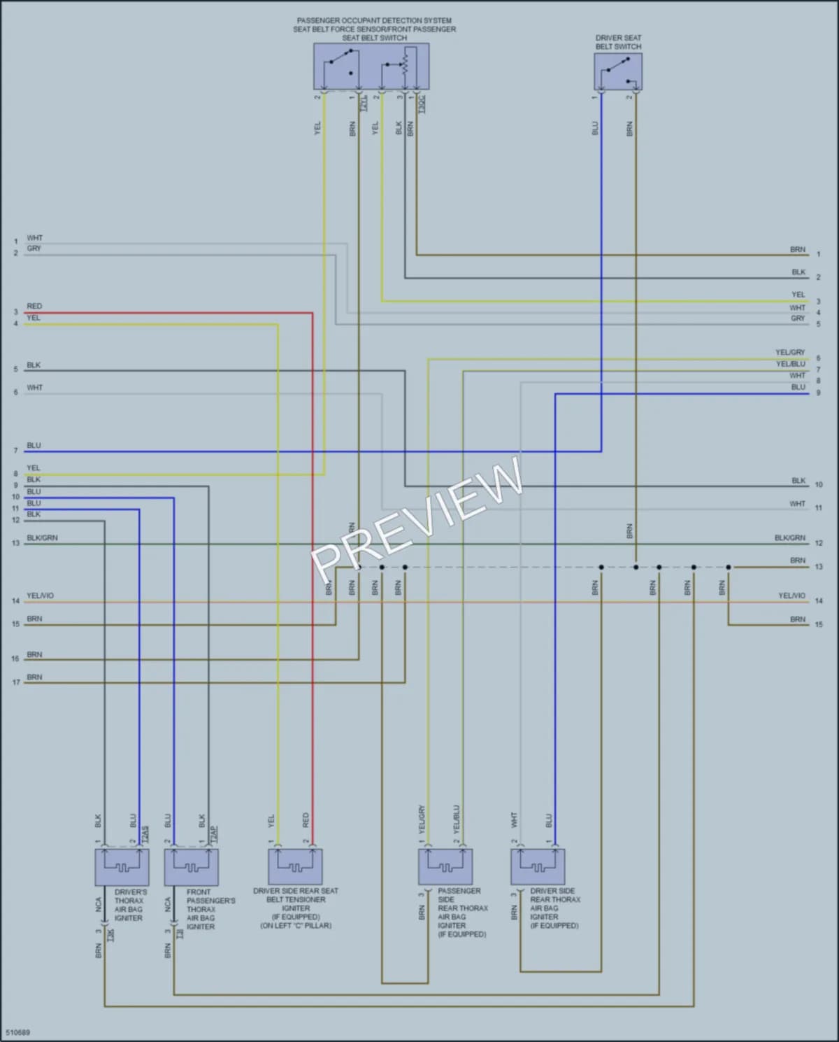 2017 Volkswagen TiguanLimited Supplemental Restraints wiring diagram preview