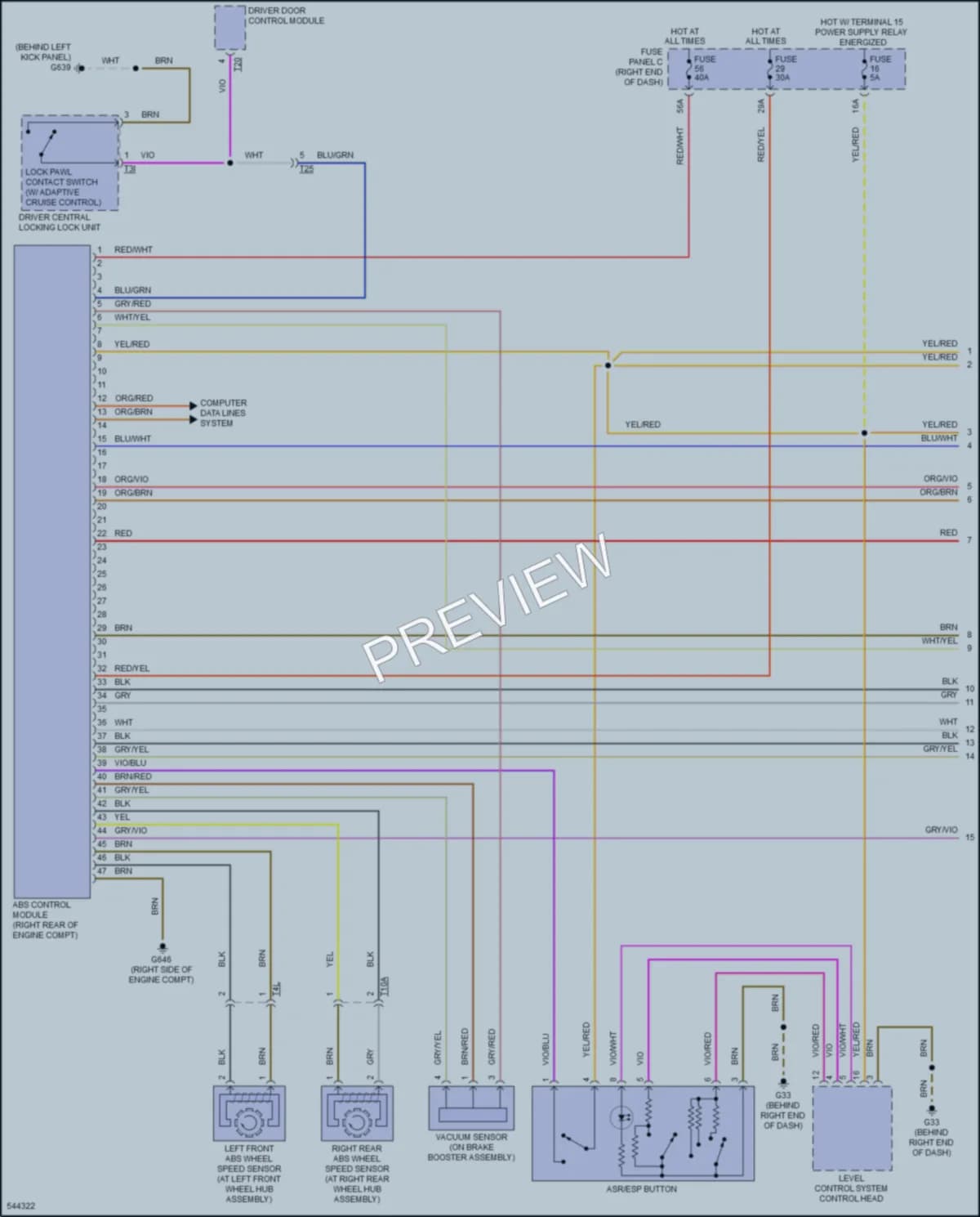 2017 Volkswagen Touareg Anti Lock Brakes wiring diagram preview