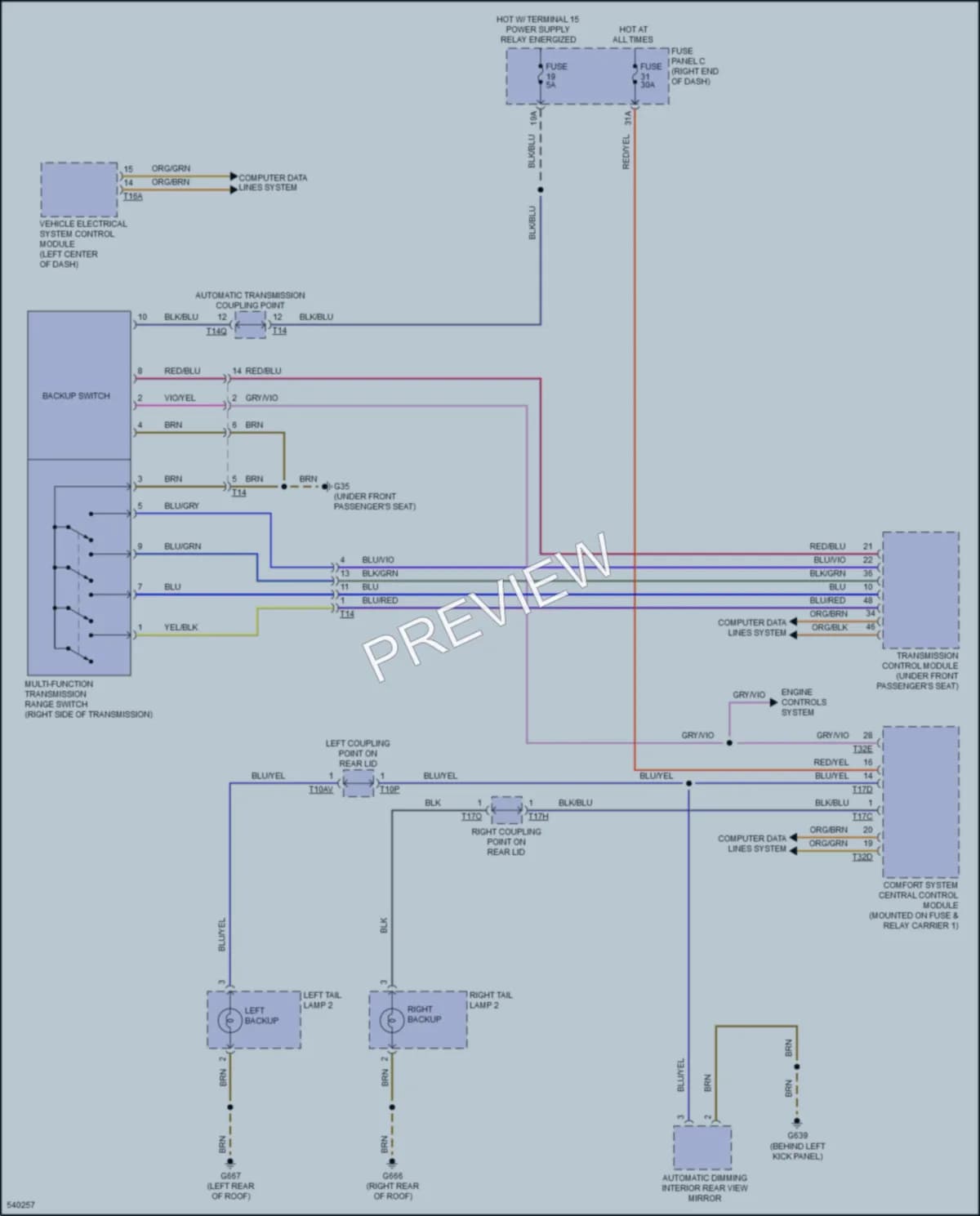 2017 Volkswagen Touareg Exterior Lights wiring diagram preview