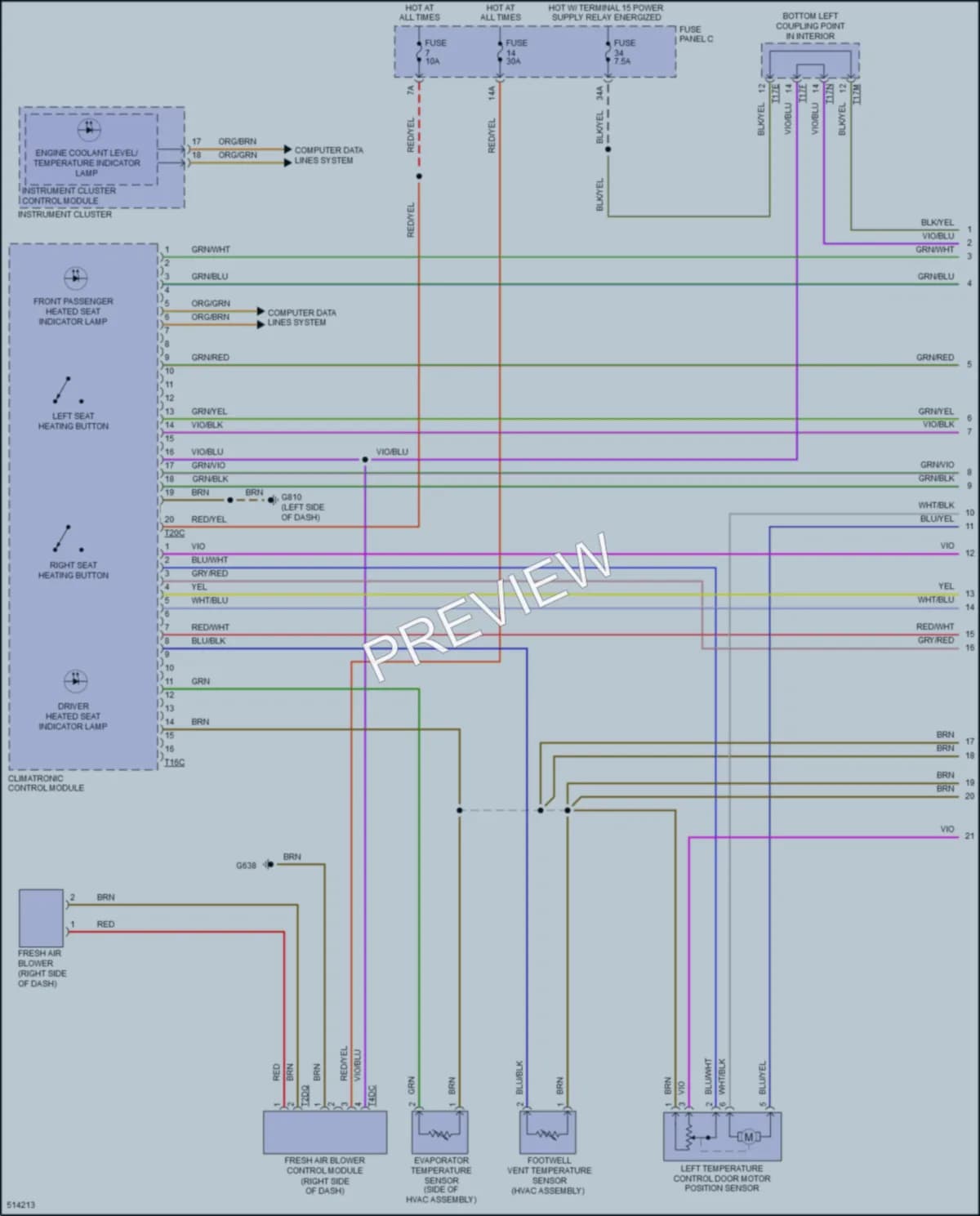 2017 Volkswagen eGolf Air Conditioning wiring diagram preview