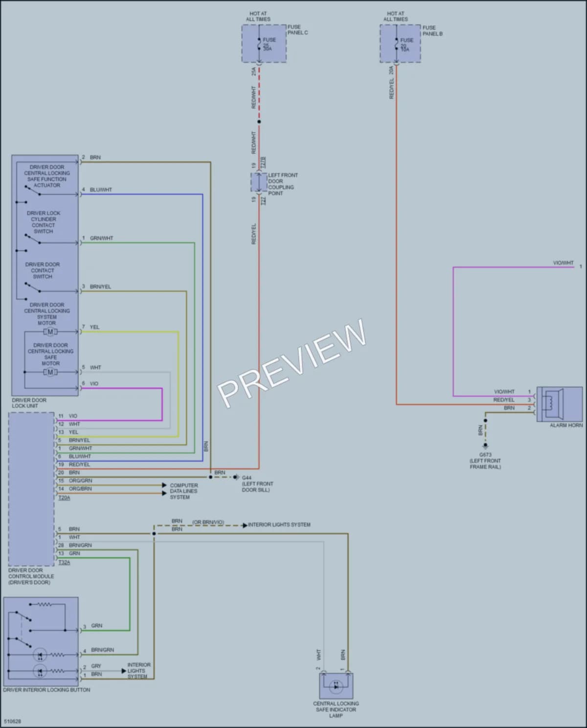 2017 Volkswagen eGolf Power Door Locks wiring diagram preview
