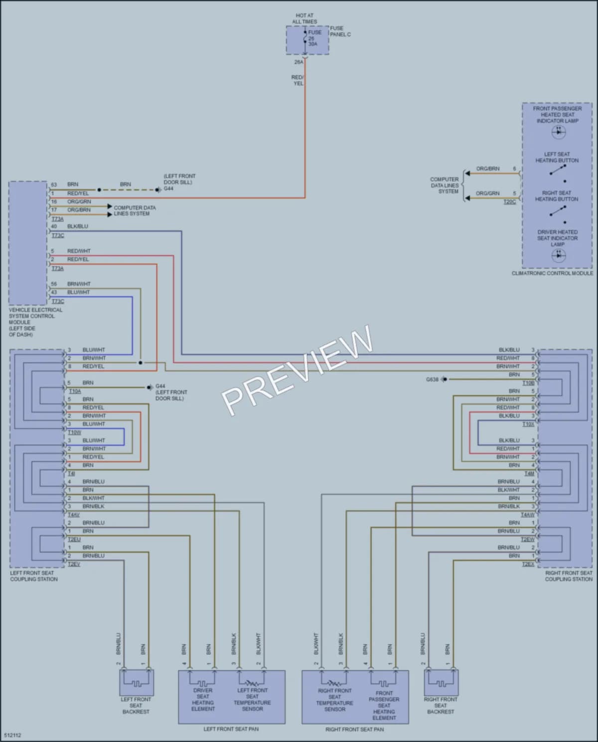 2017 Volkswagen eGolf Power Seats wiring diagram preview