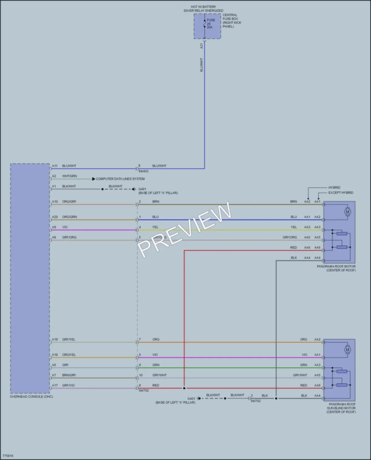 2017 Volvo XC90 Power Top Sunroof wiring diagram preview