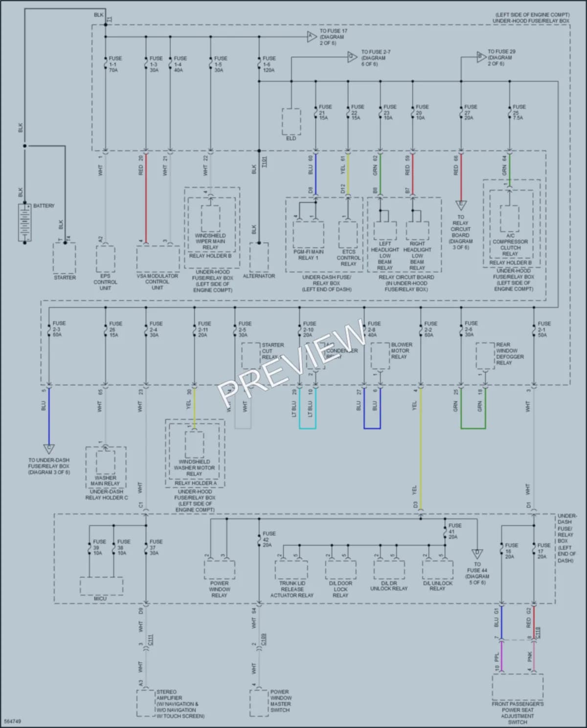 2018 Acura ILX Power Distribution wiring diagram preview