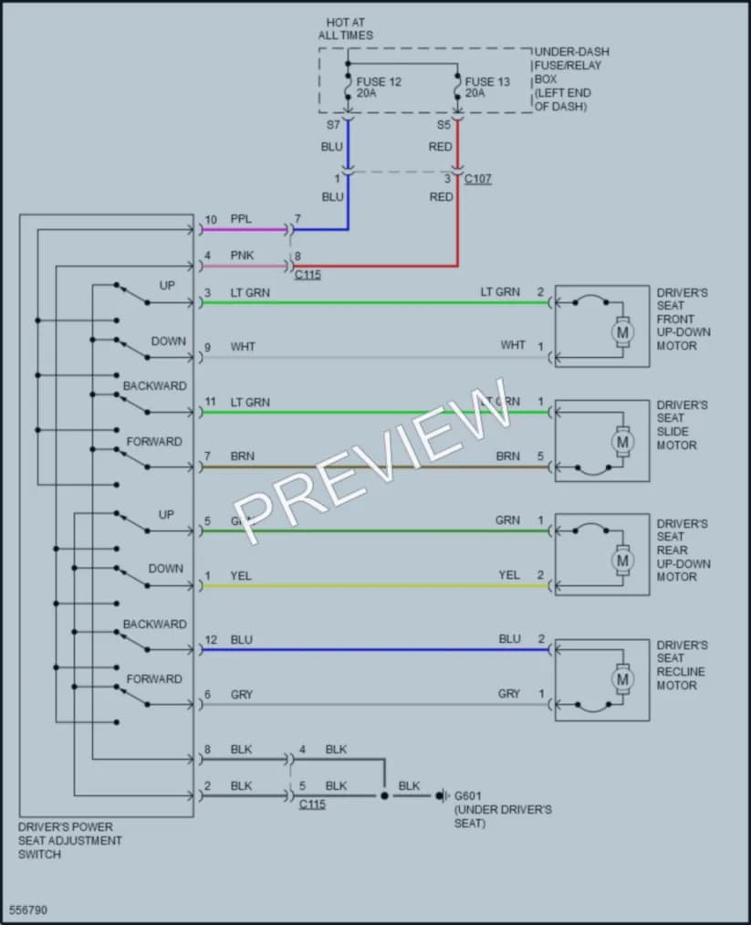 2018 Acura ILX Power Seats wiring diagram preview