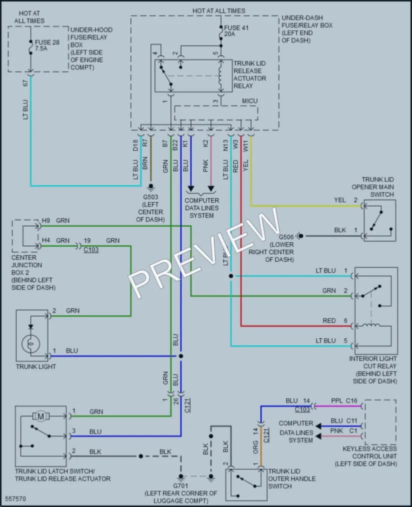 2018 Acura ILX Trunk Tailgate Fuel Door wiring diagram preview