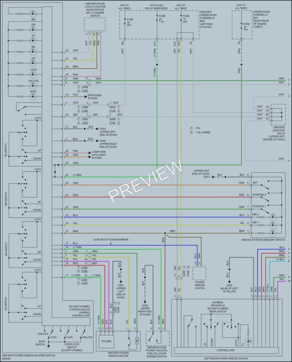 2018 Acura MDX Power Windows wiring diagram preview