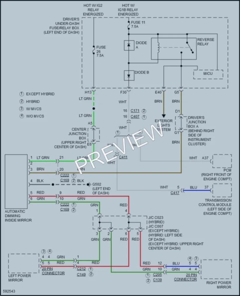 2018 Acura MDXSportHybrid Power Mirrors wiring diagram preview