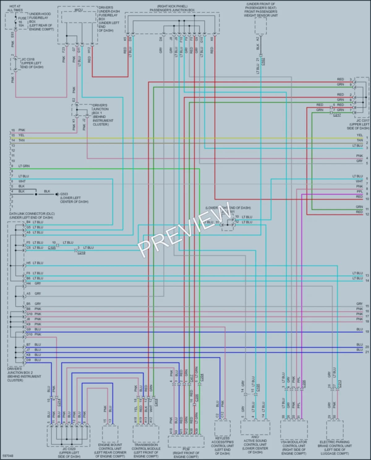 2018 Acura RLXSportHybrid Computer Data Lines wiring diagram preview