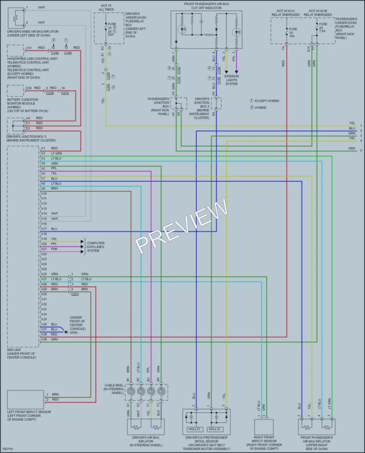 2018 Acura RLXSportHybrid Supplemental Restraints wiring diagram preview