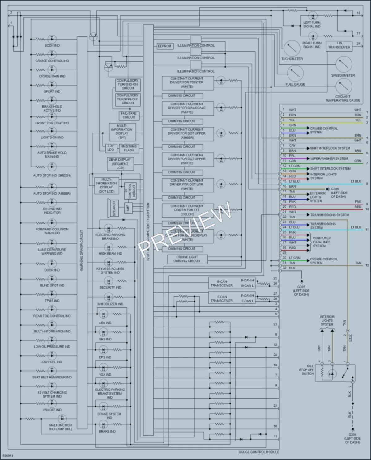 2018 Acura TLX Instrument Cluster wiring diagram preview