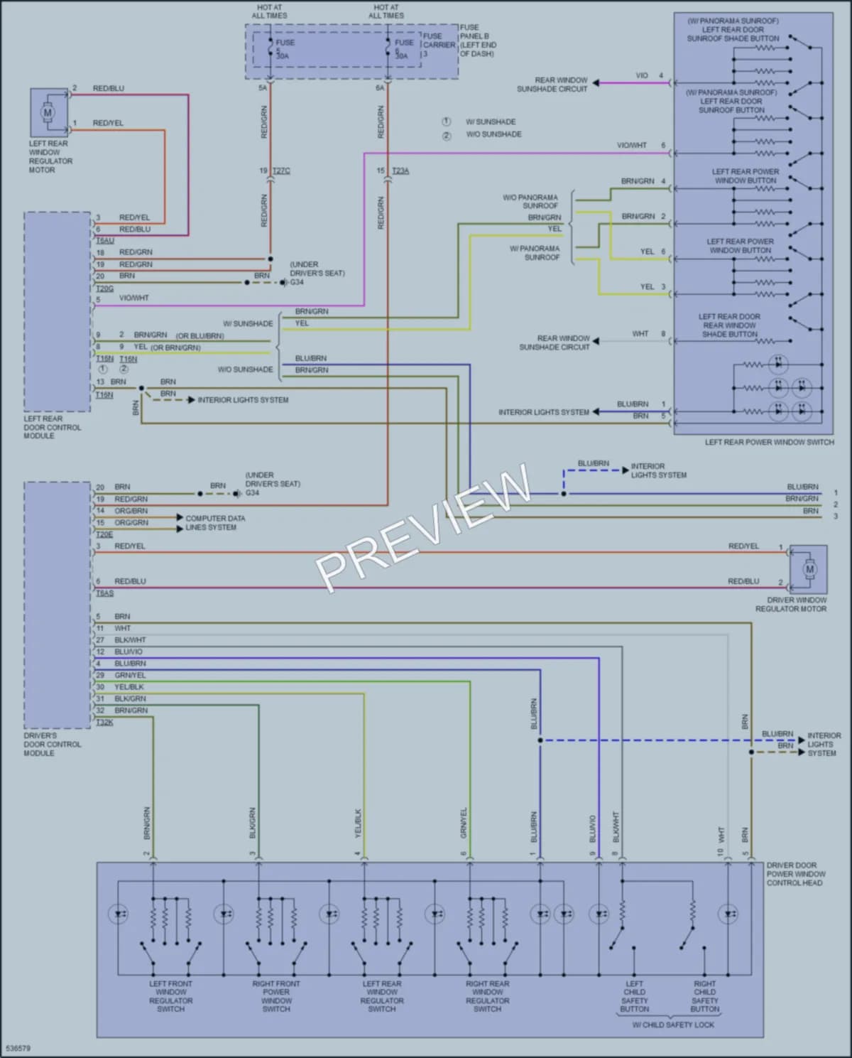 2018 Audi A6 Power Windows wiring diagram preview