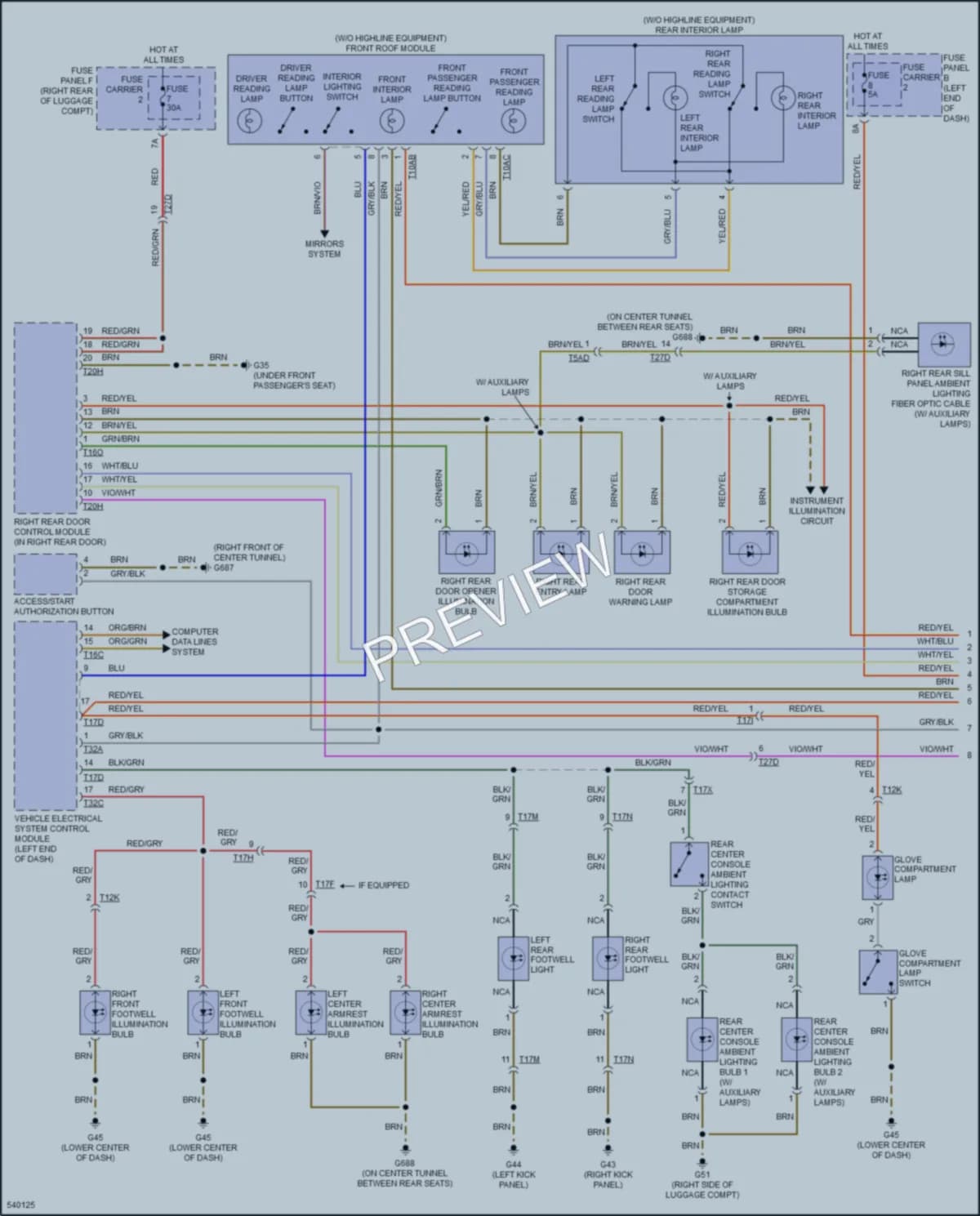 2018 Audi A7 Interior Lights wiring diagram preview
