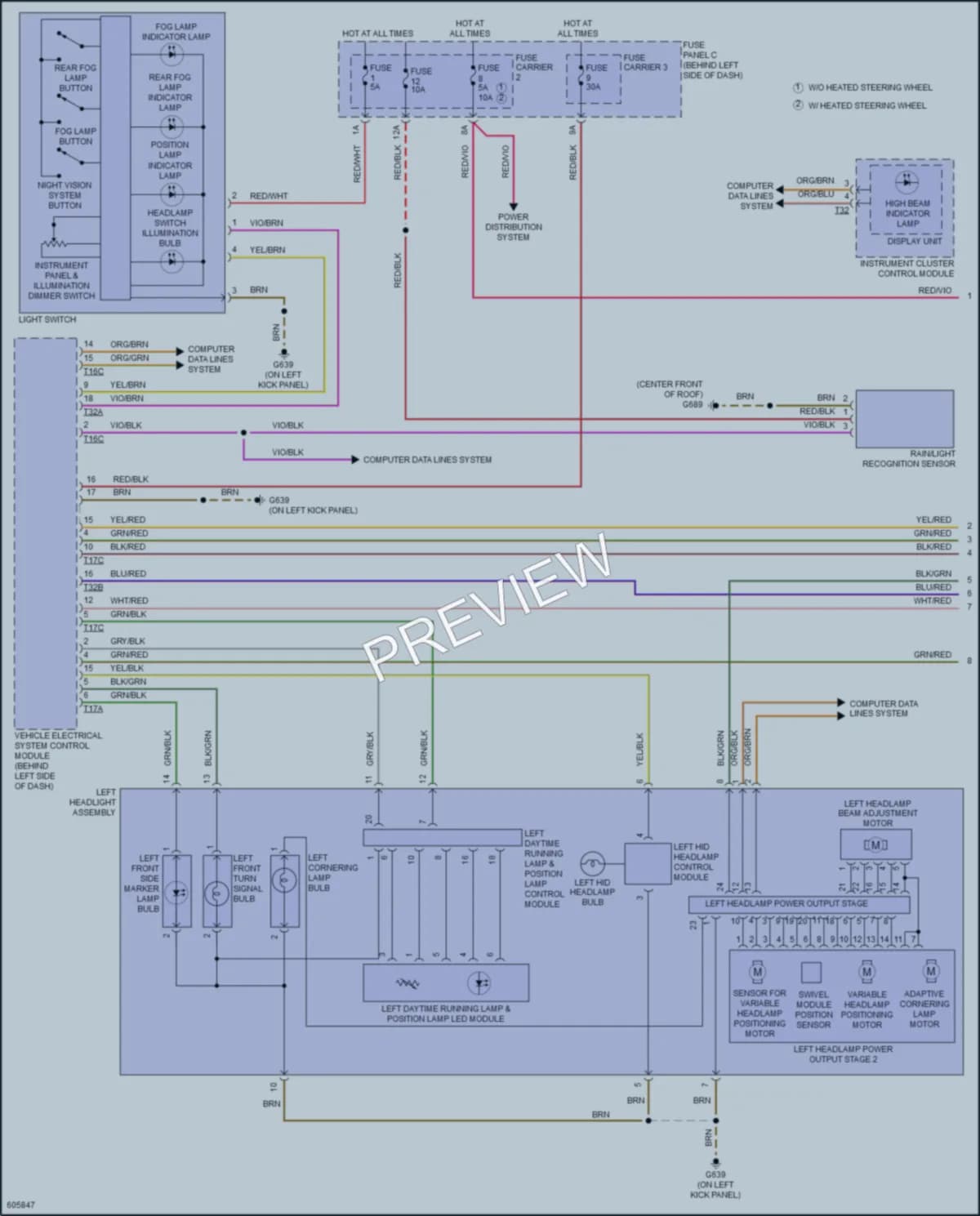 2018 Audi A8 Headlights wiring diagram preview