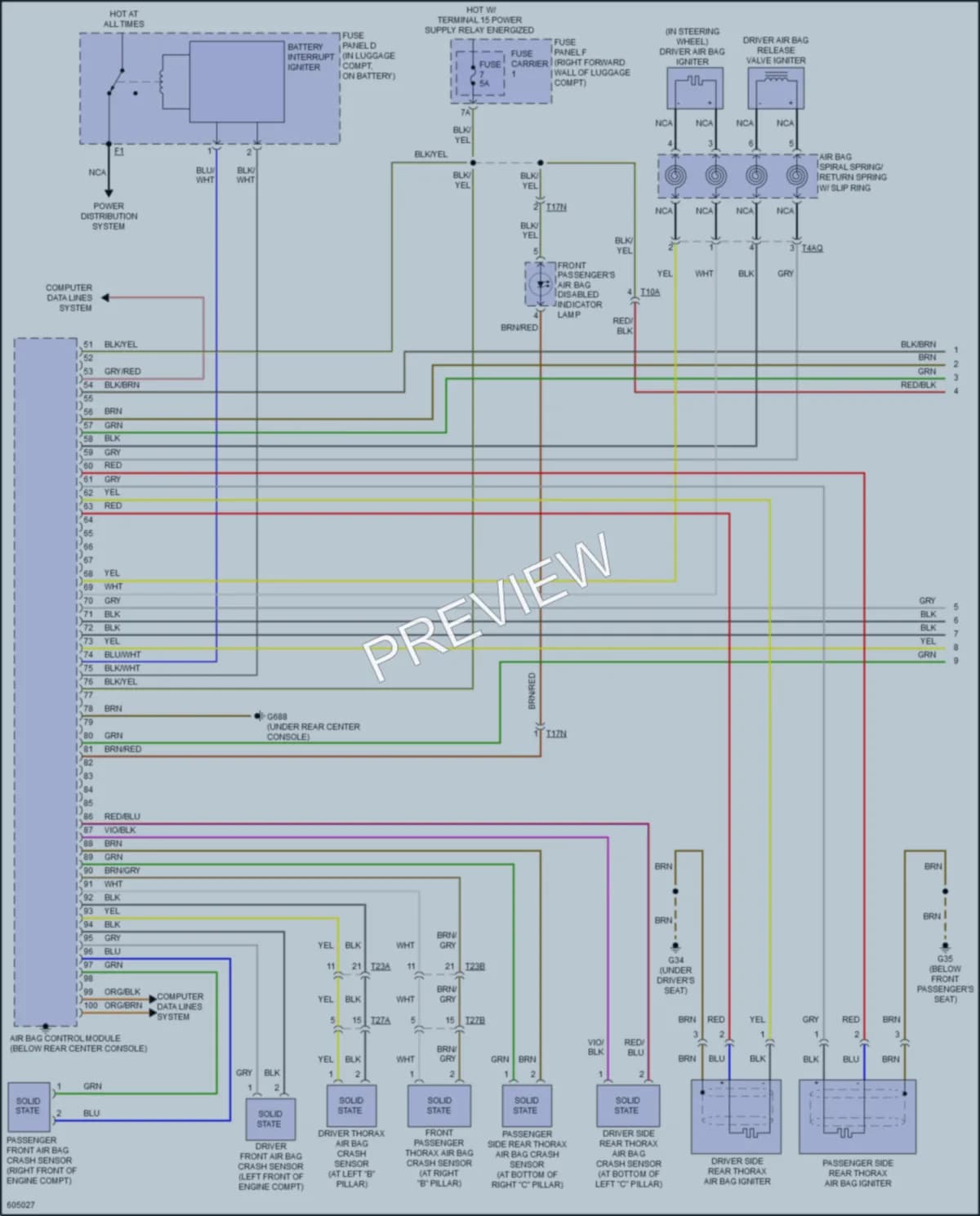 2018 Audi A8L Supplemental Restraints wiring diagram preview