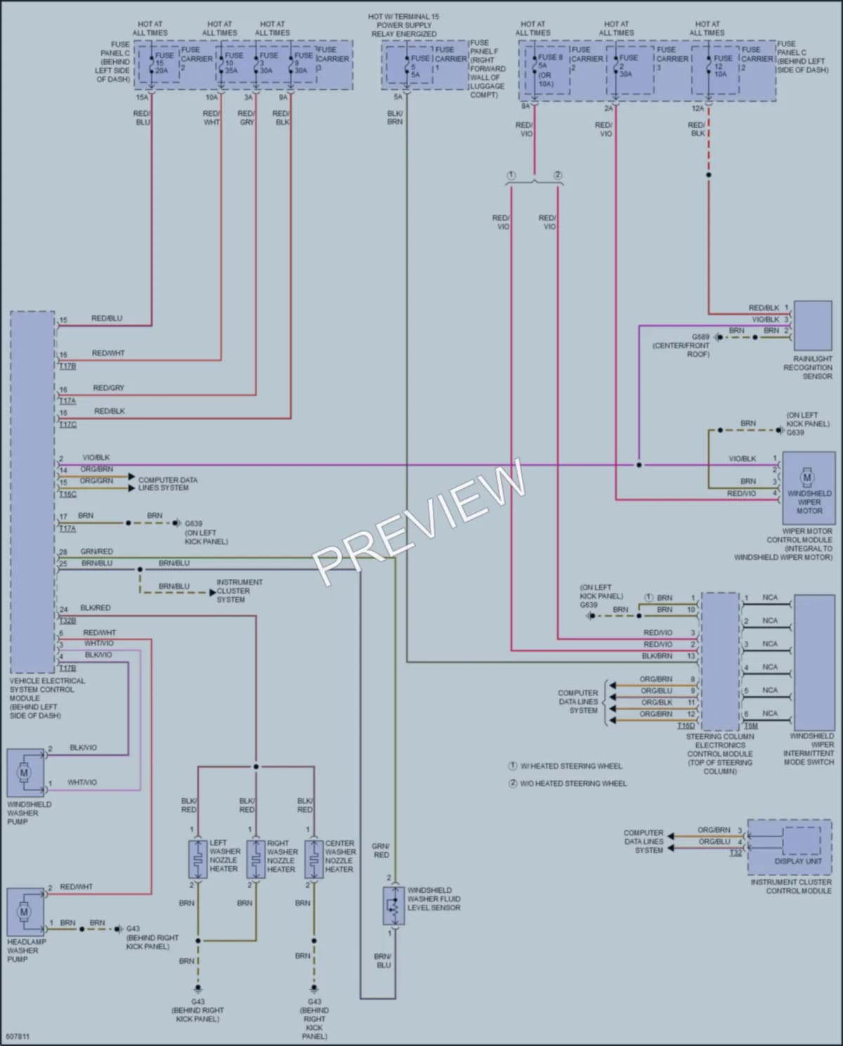 2018 Audi A8L Wiper Washer wiring diagram preview