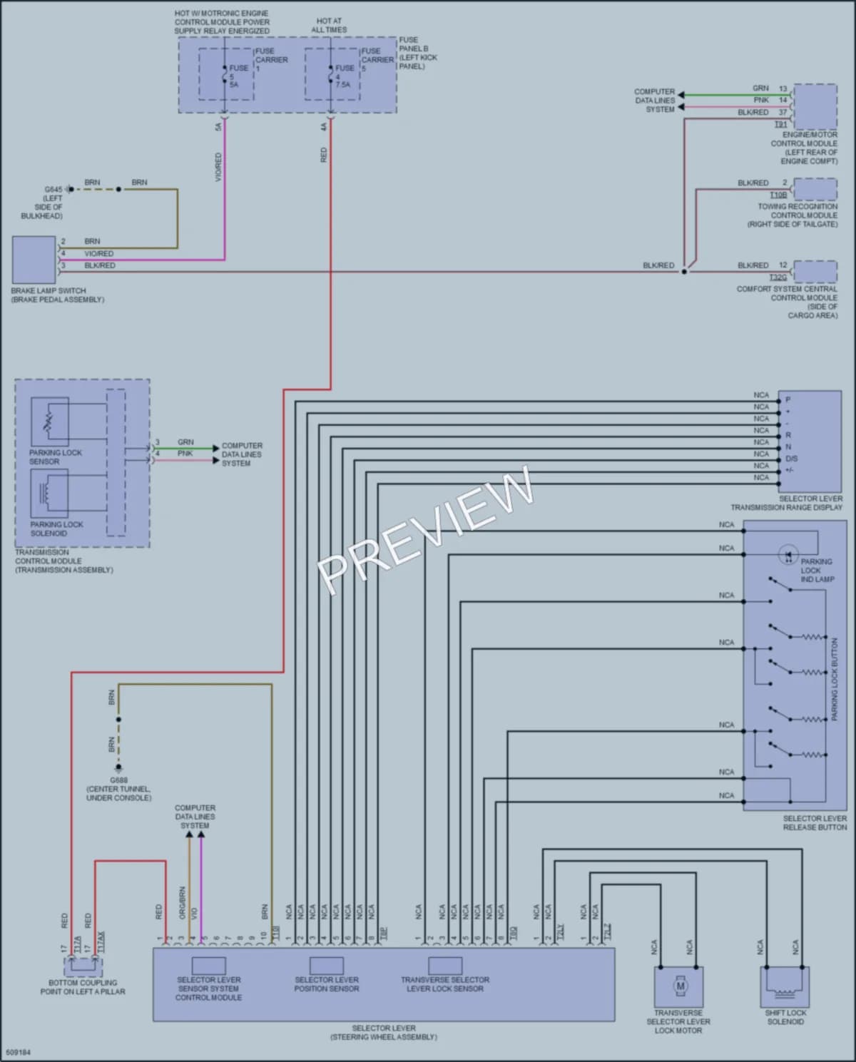 2018 Audi Q7 Shift Interlock wiring diagram preview