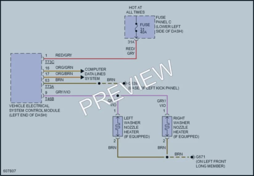 2018 Audi RS3 Wiper Washer wiring diagram preview