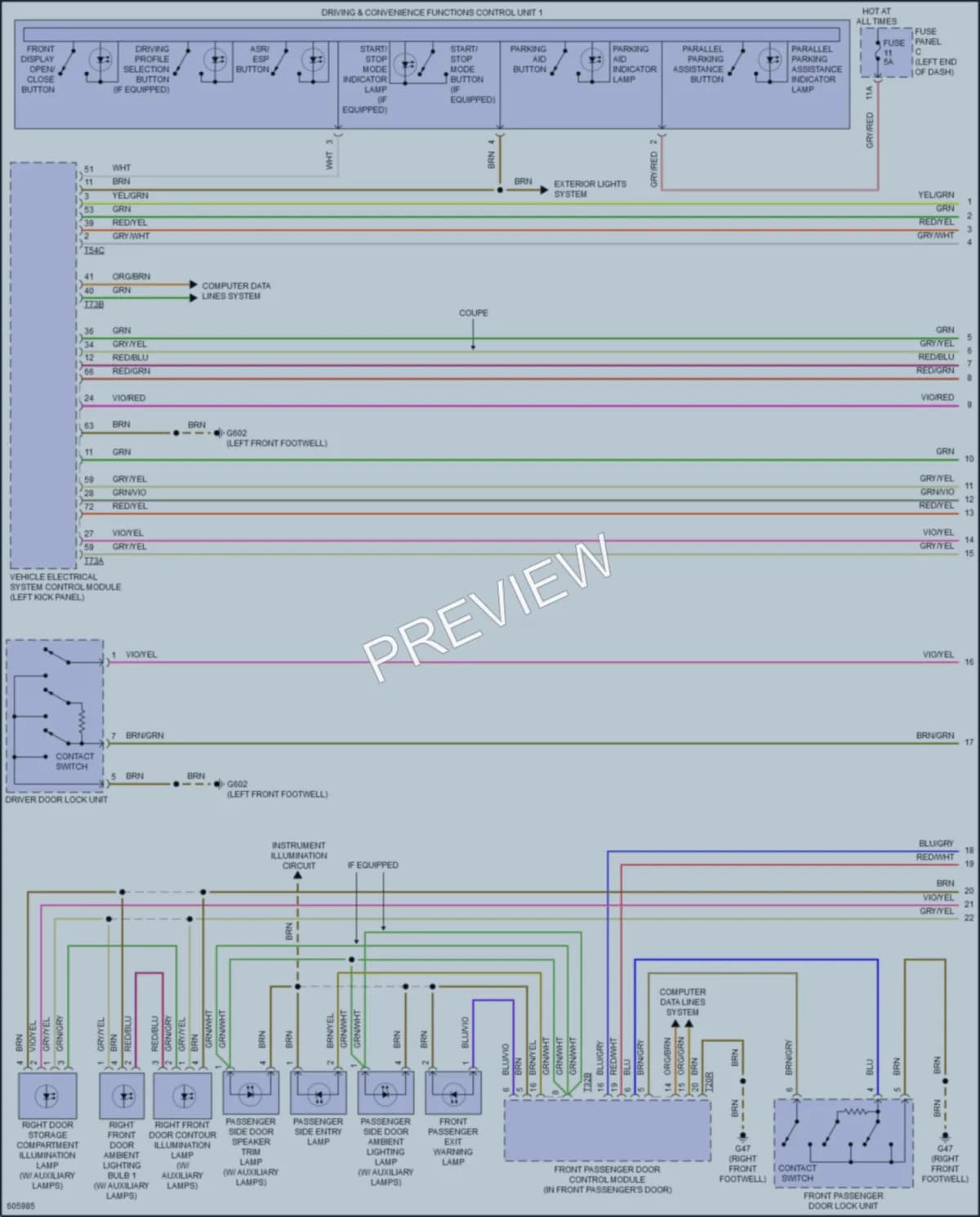 2018 Audi RS5 Interior Lights wiring diagram preview