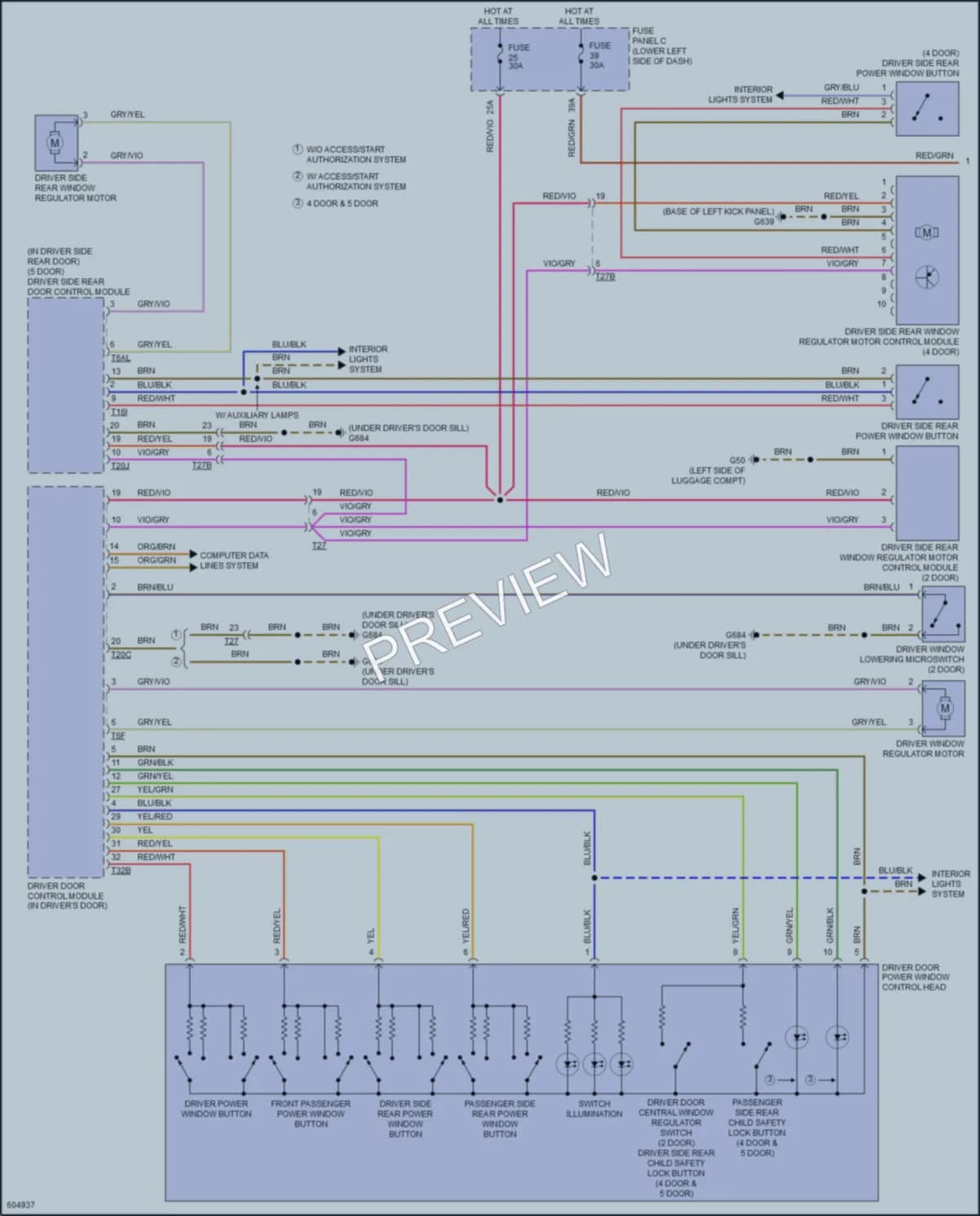 2018 Audi S3 Power Windows wiring diagram preview