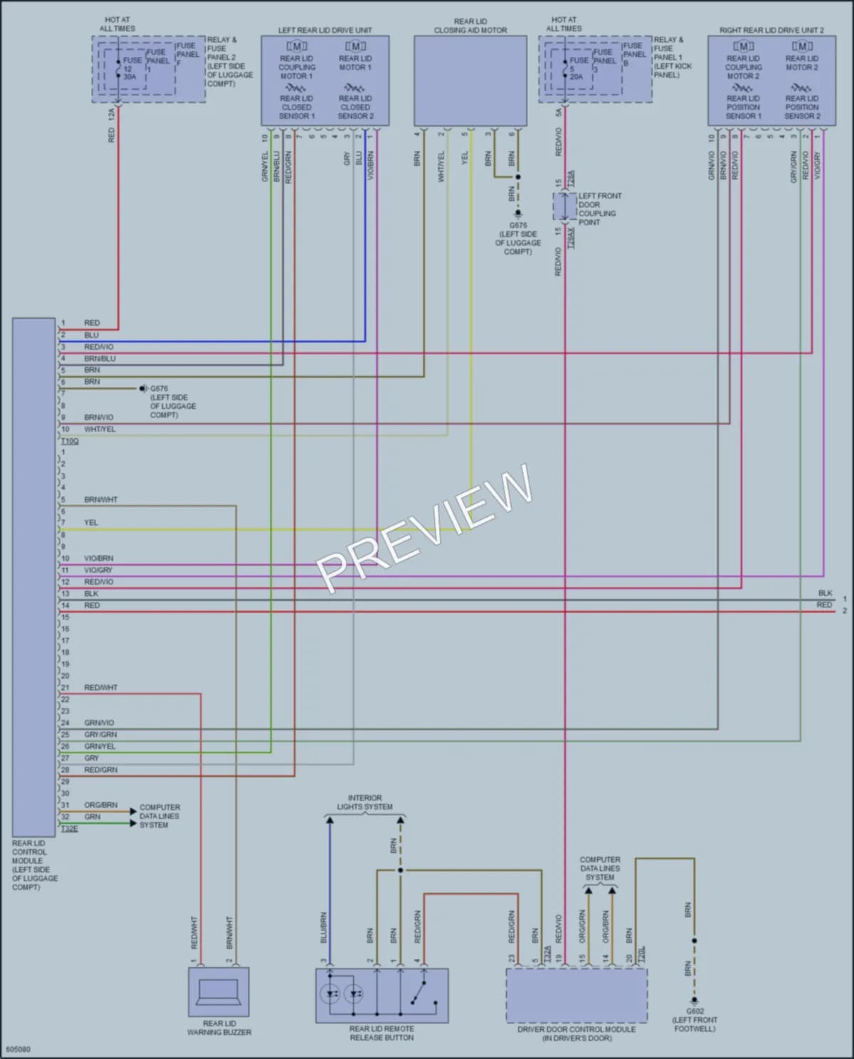 2018 Audi S5 Trunk Tailgate Fuel Door wiring diagram preview
