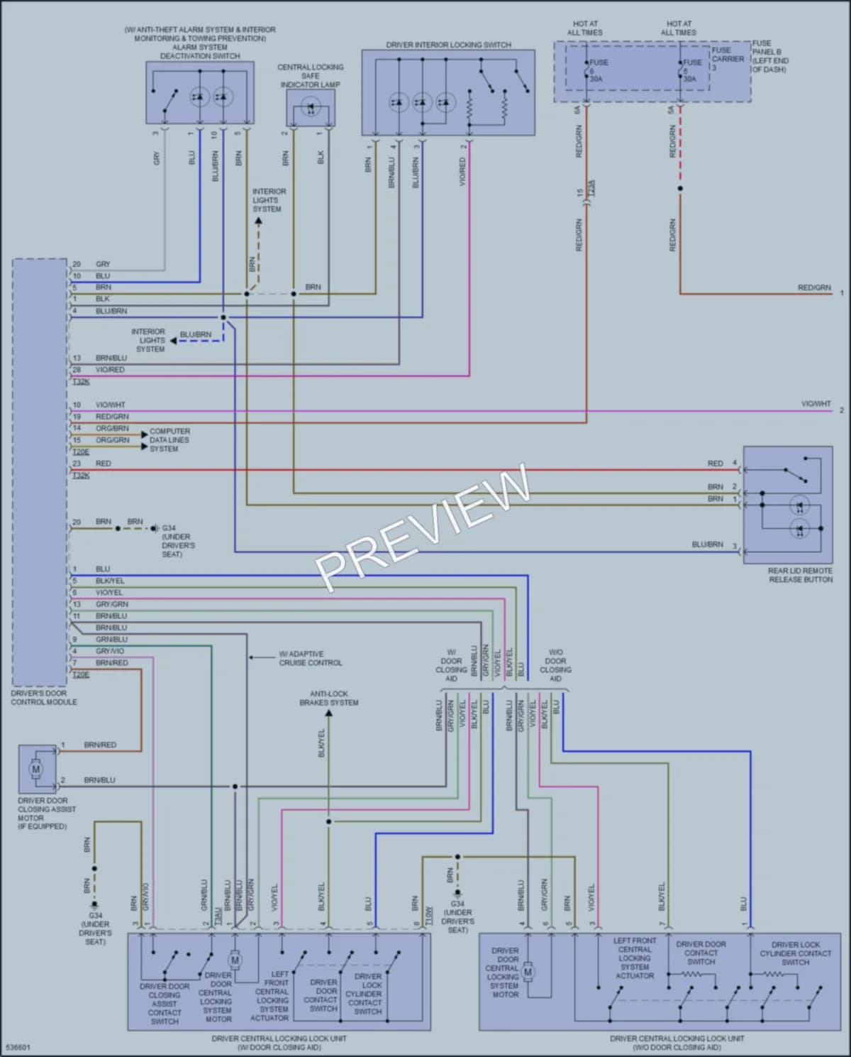 2018 Audi S6 Power Door Locks wiring diagram preview