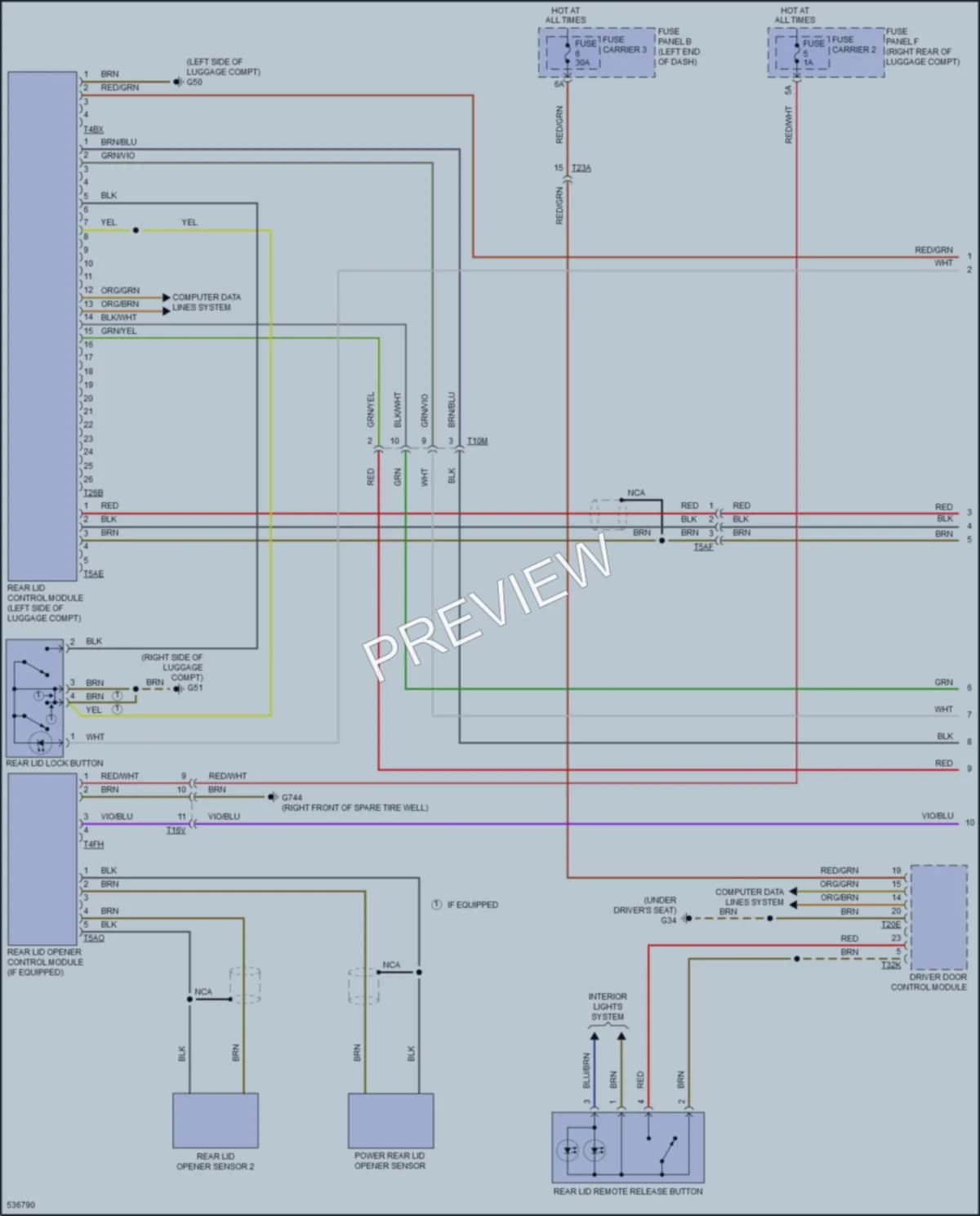 2018 Audi S6 Trunk Tailgate Fuel Door wiring diagram preview