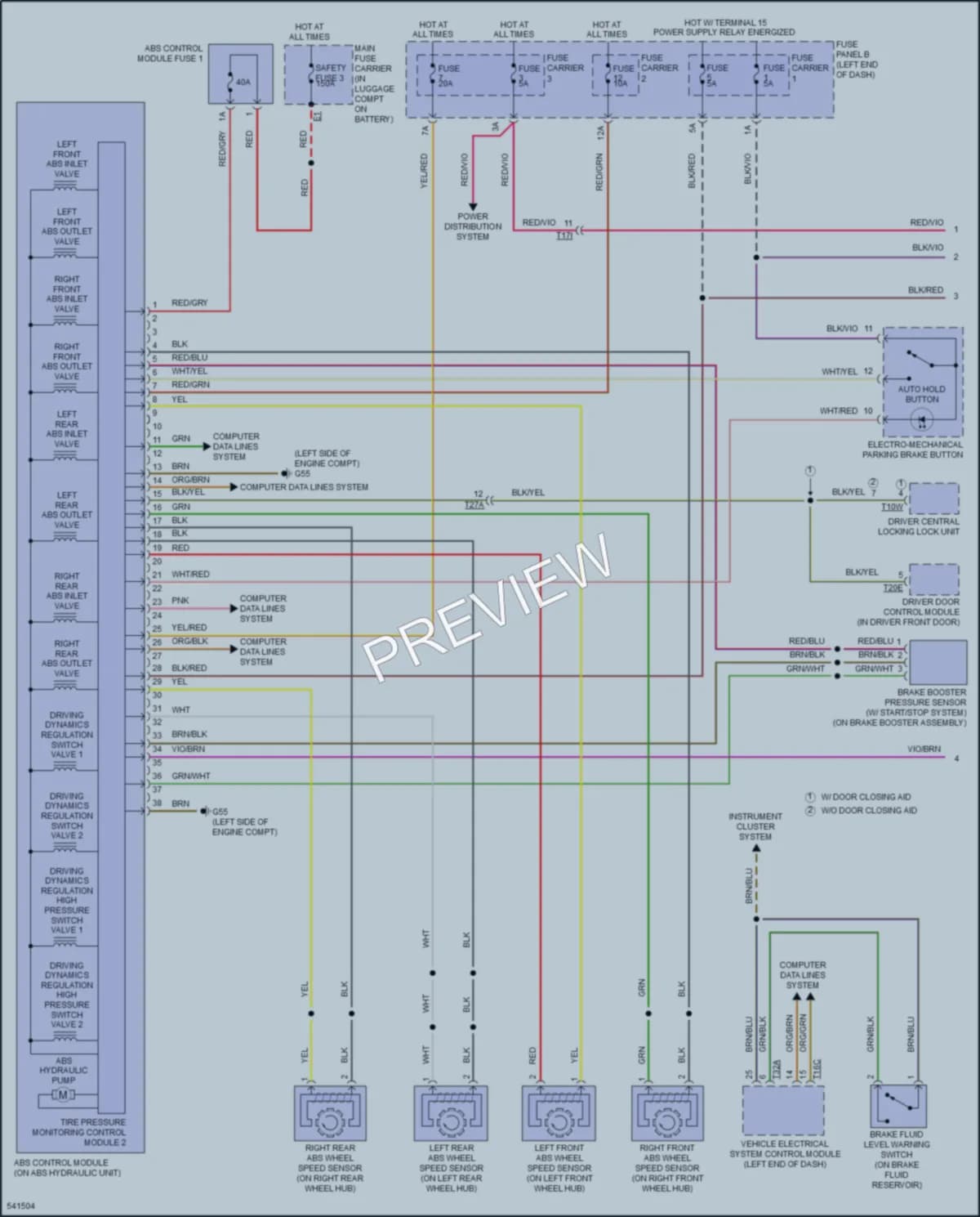 2018 Audi S7 Anti Lock Brakes wiring diagram preview