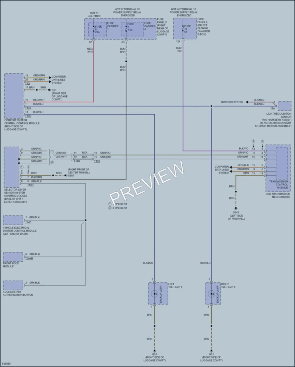 2018 Audi S7 Exterior Lights wiring diagram preview