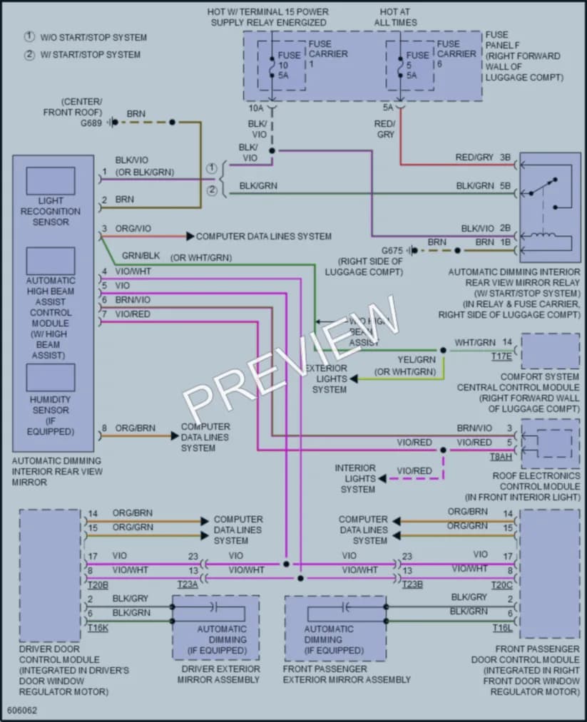 2018 Audi S8 Power Mirrors wiring diagram preview