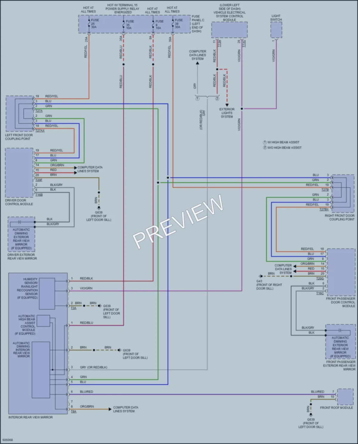 2018 Audi TT Power Mirrors wiring diagram preview