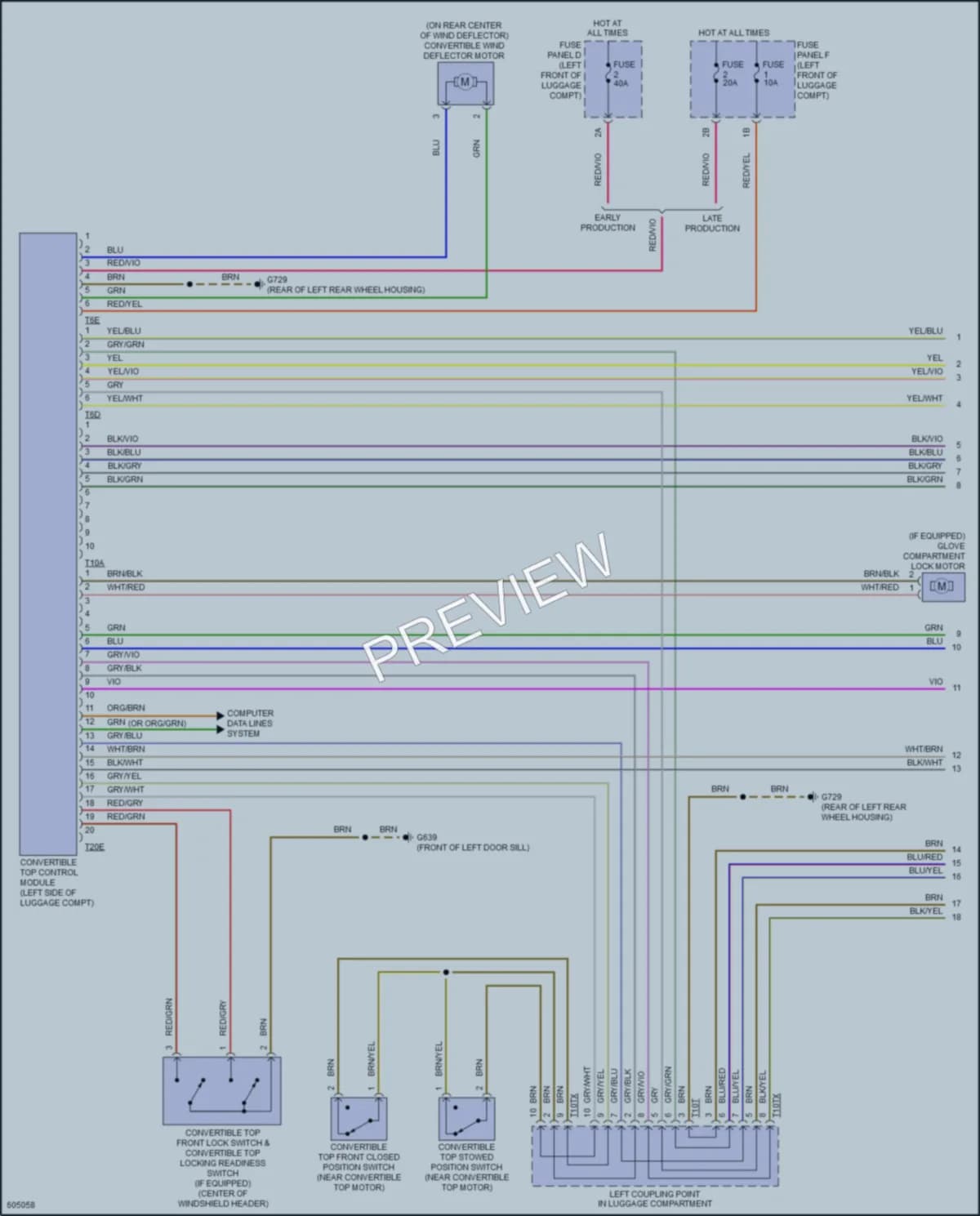 2018 Audi TT Power Top Sunroof wiring diagram preview