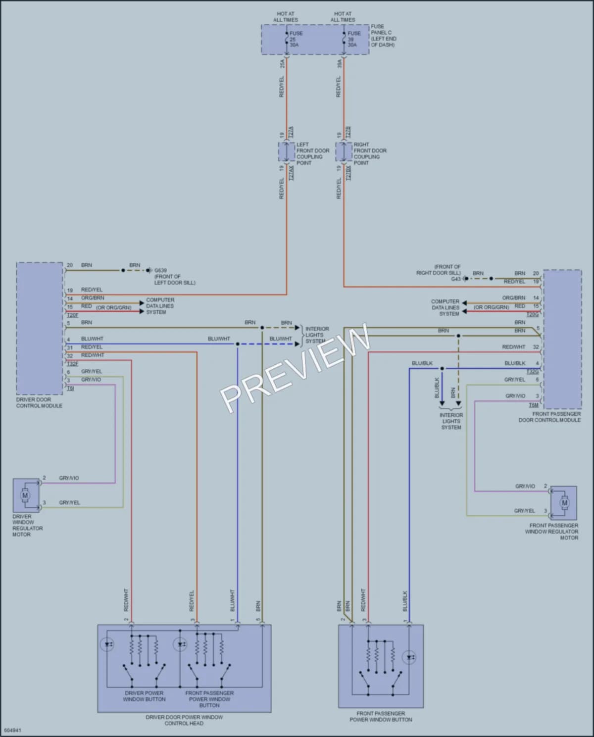 2018 Audi TTS Power Windows wiring diagram preview