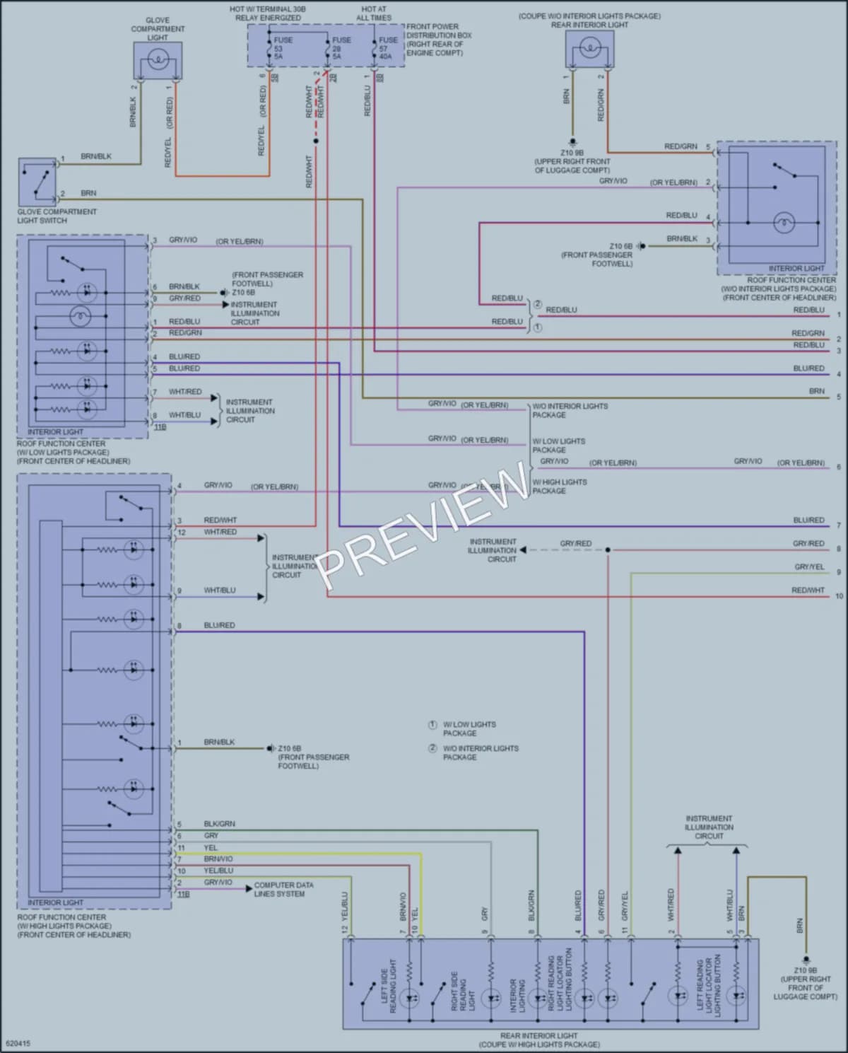2018 BMW 230i Interior Lights wiring diagram preview