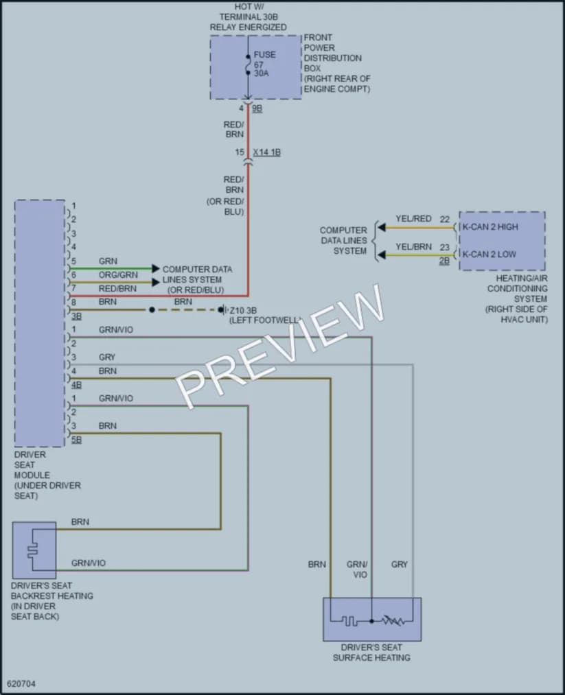 2018 BMW 320i Power Seats wiring diagram preview