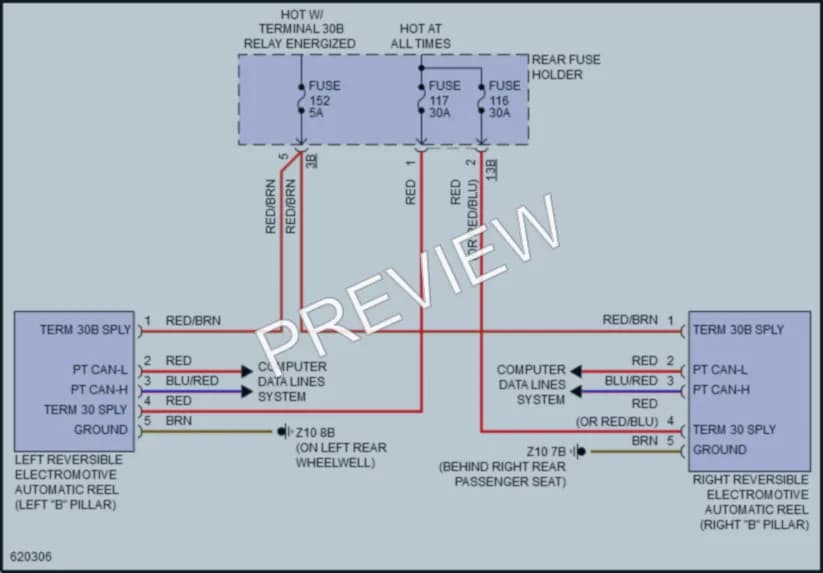2018 BMW 328d Passive Restraints wiring diagram preview