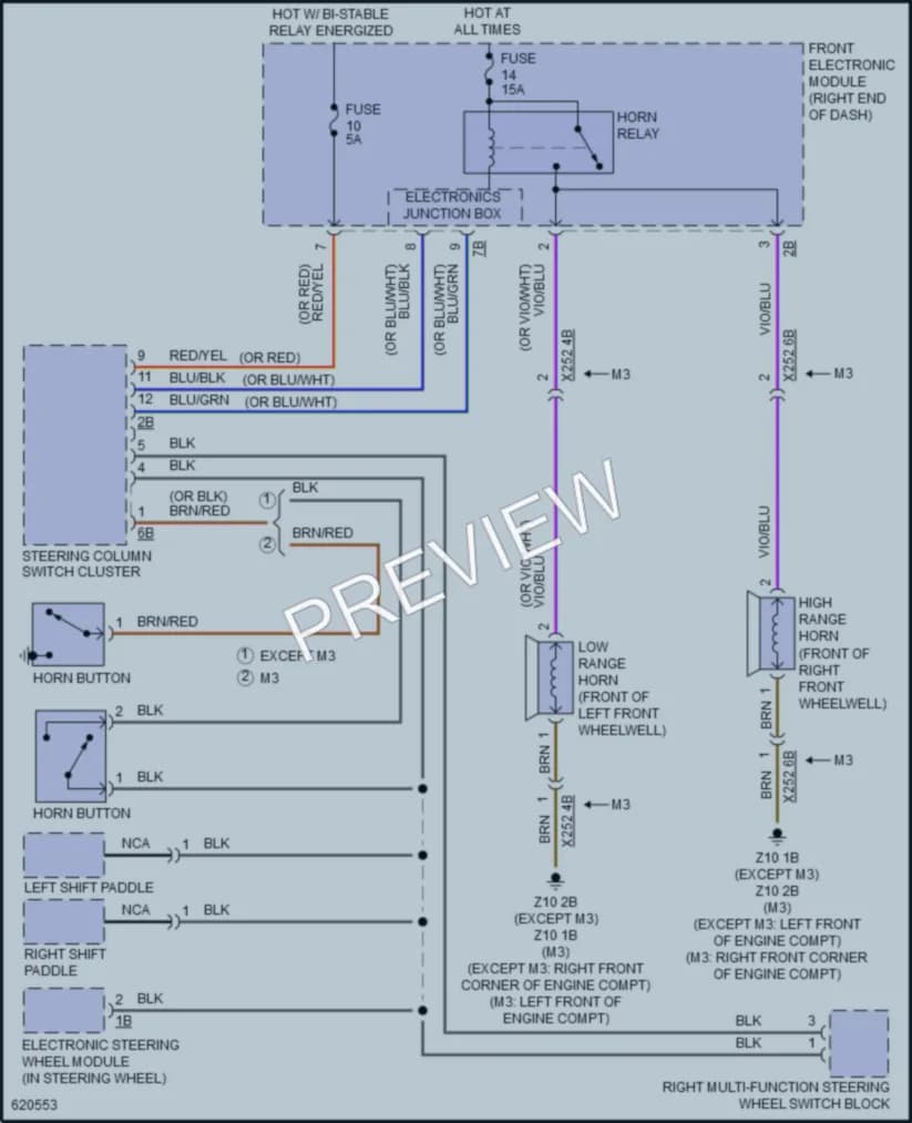 2018 BMW 330e Horn wiring diagram preview