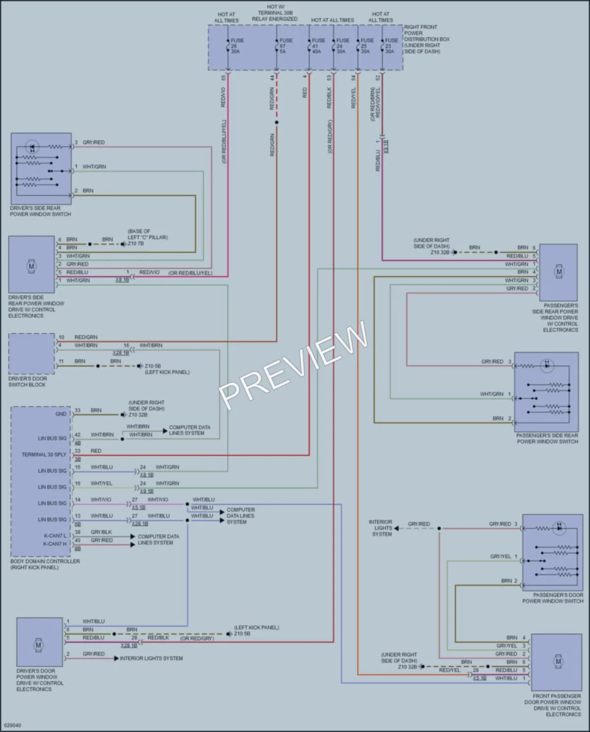2018 BMW 530e Power Windows wiring diagram preview