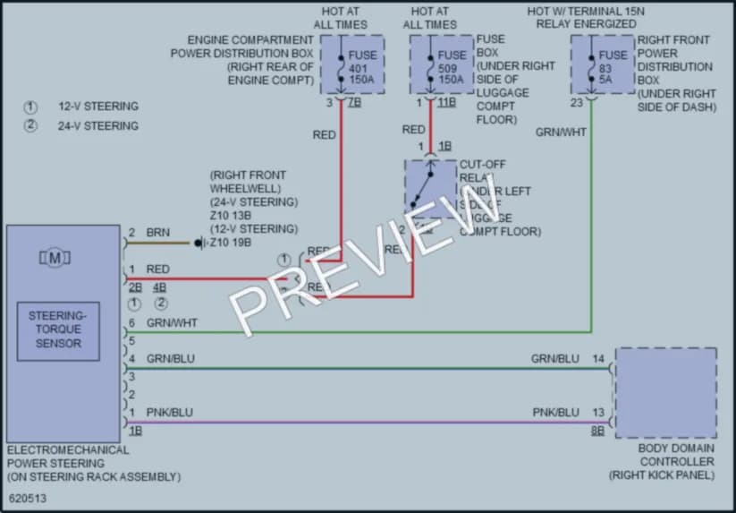 2018 BMW 530i Electronic Power Steering wiring diagram preview