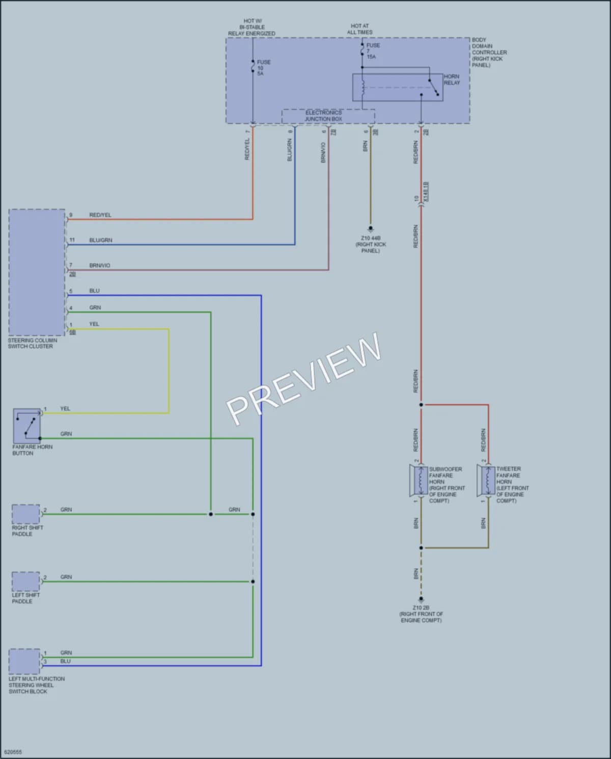 2018 BMW 530i Horn wiring diagram preview