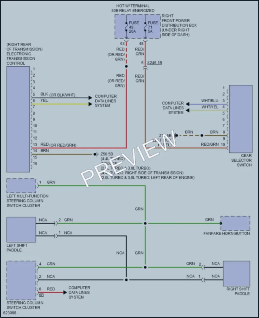2018 BMW 540i Transmission wiring diagram preview