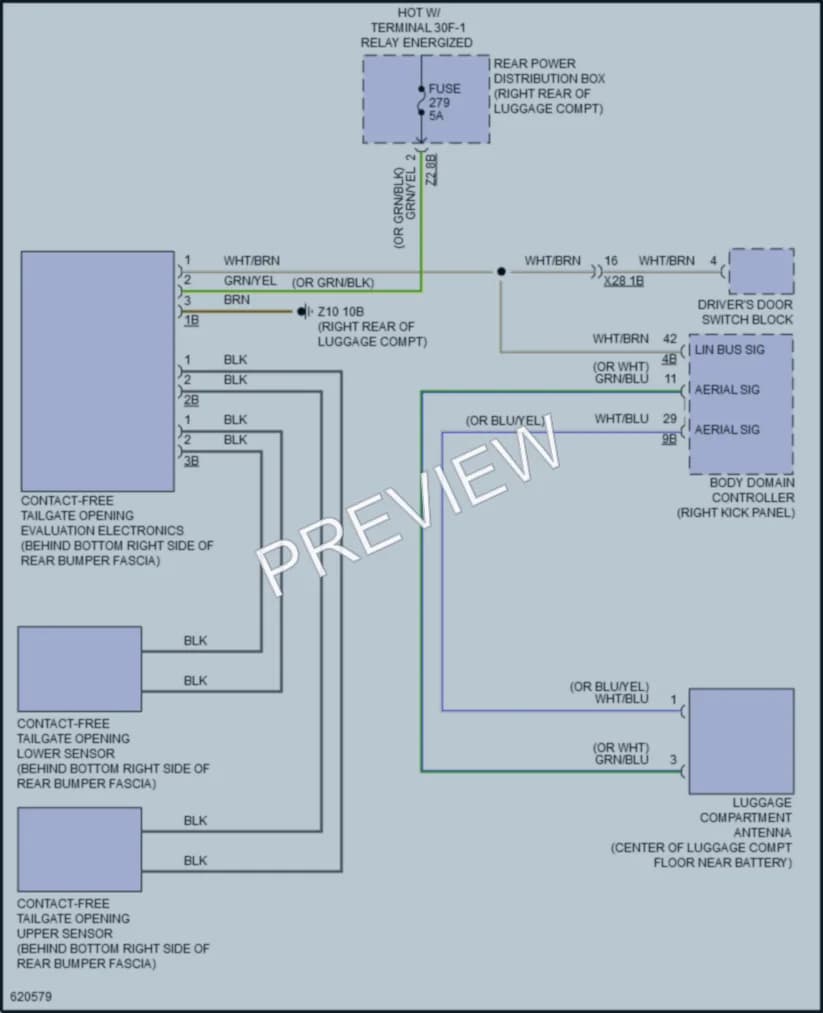 2018 BMW 540i Trunk Tailgate Fuel Door wiring diagram preview