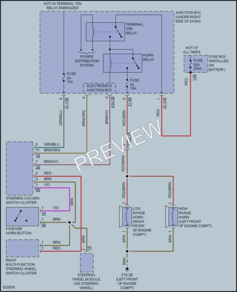 2018 BMW 640i Horn wiring diagram preview