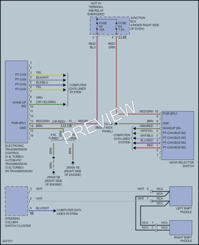 2018 BMW 650i Transmission wiring diagram preview